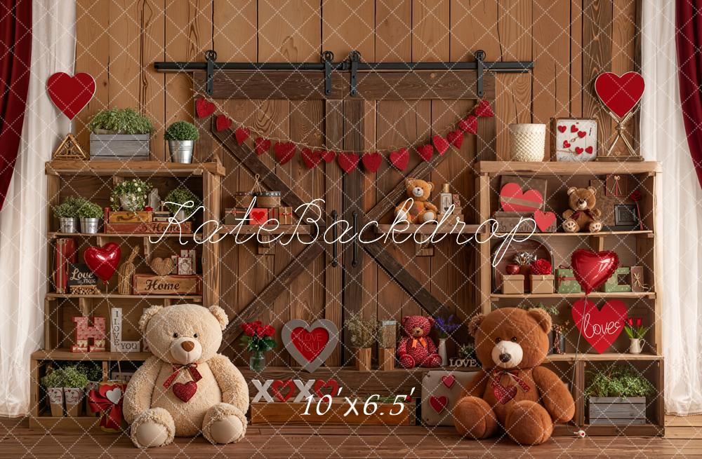 Kate Valentine Teddy Bears Wooden Shelves Backdrop Designed by Emetselch - Image 4