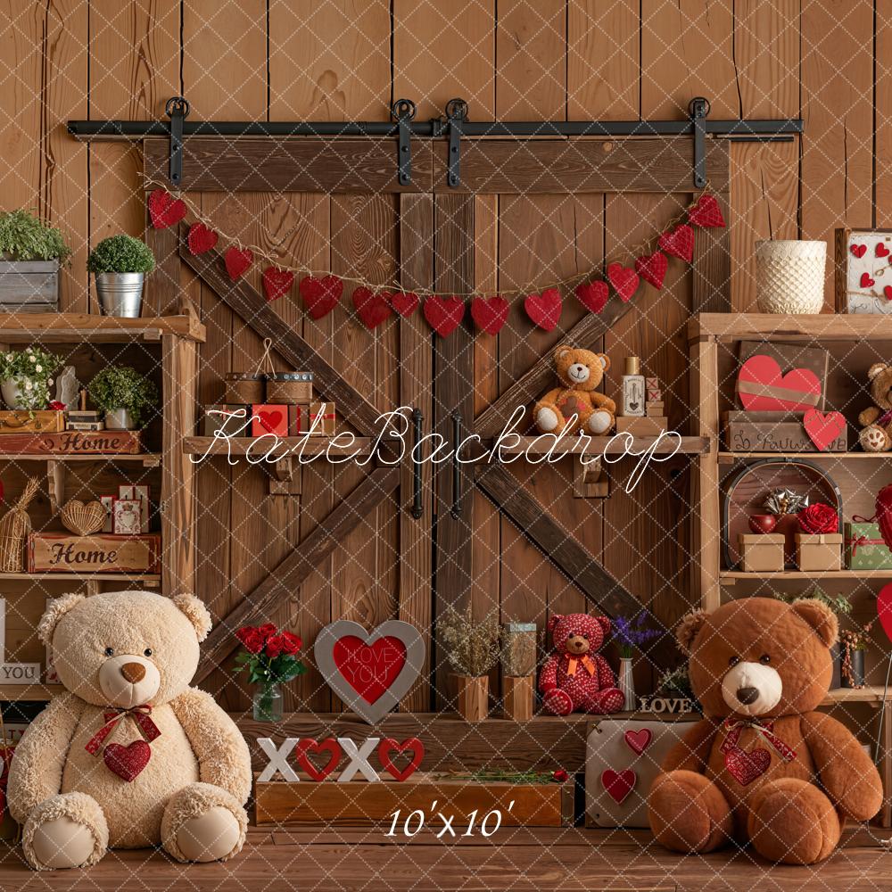 Kate Valentine Teddy Bears Wooden Shelves Backdrop Designed by Emetselch - Image 5