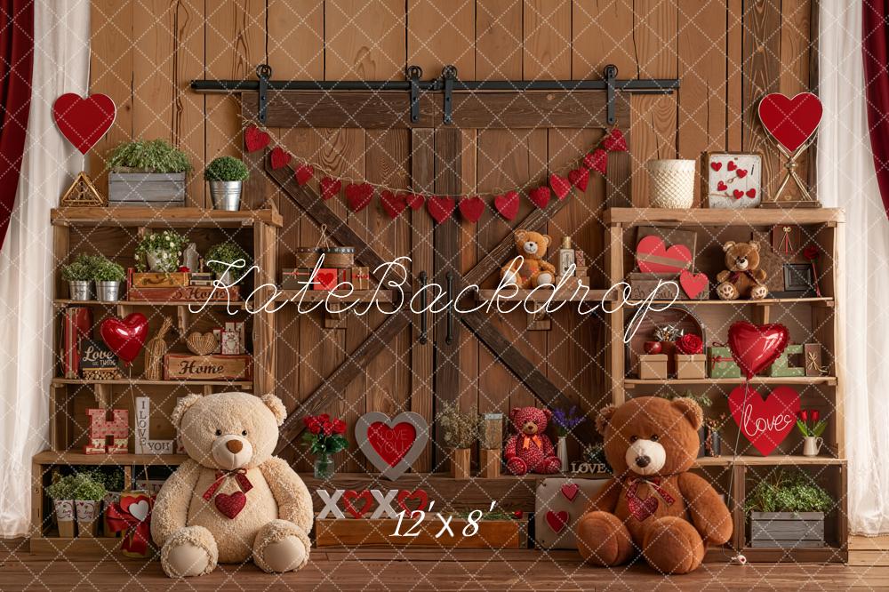 Kate Valentine Teddy Bears Wooden Shelves Backdrop Designed by Emetselch - Image 8