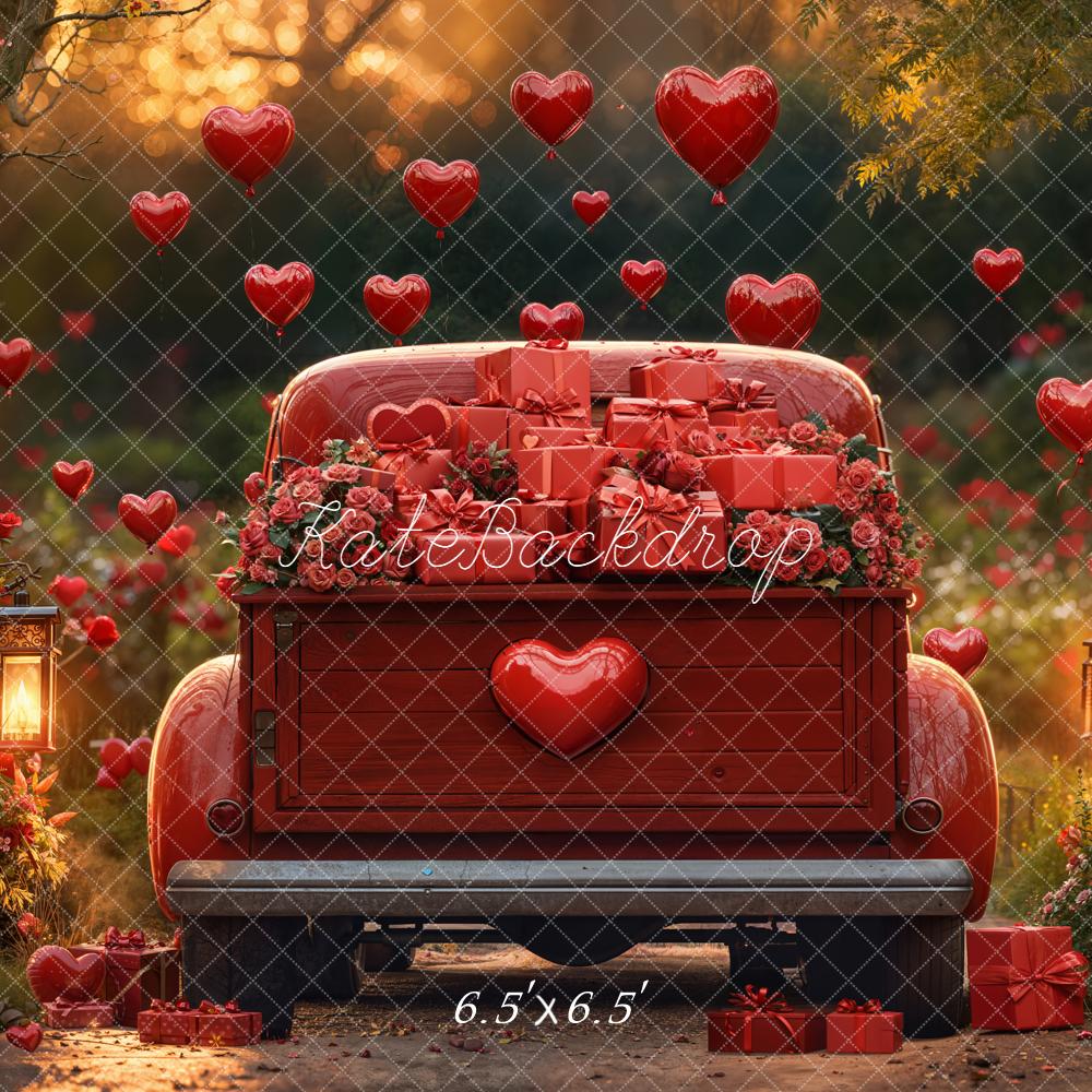 Kate Valentine Truck Gifts Red Roses Hearts Backdrop Designed by Emetselch - Image 2