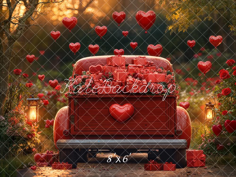 Kate Valentine Truck Gifts Red Roses Hearts Backdrop Designed by Emetselch - Image 3