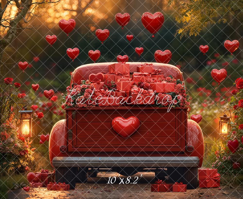 Kate Valentine Truck Gifts Red Roses Hearts Backdrop Designed by Emetselch - Image 6