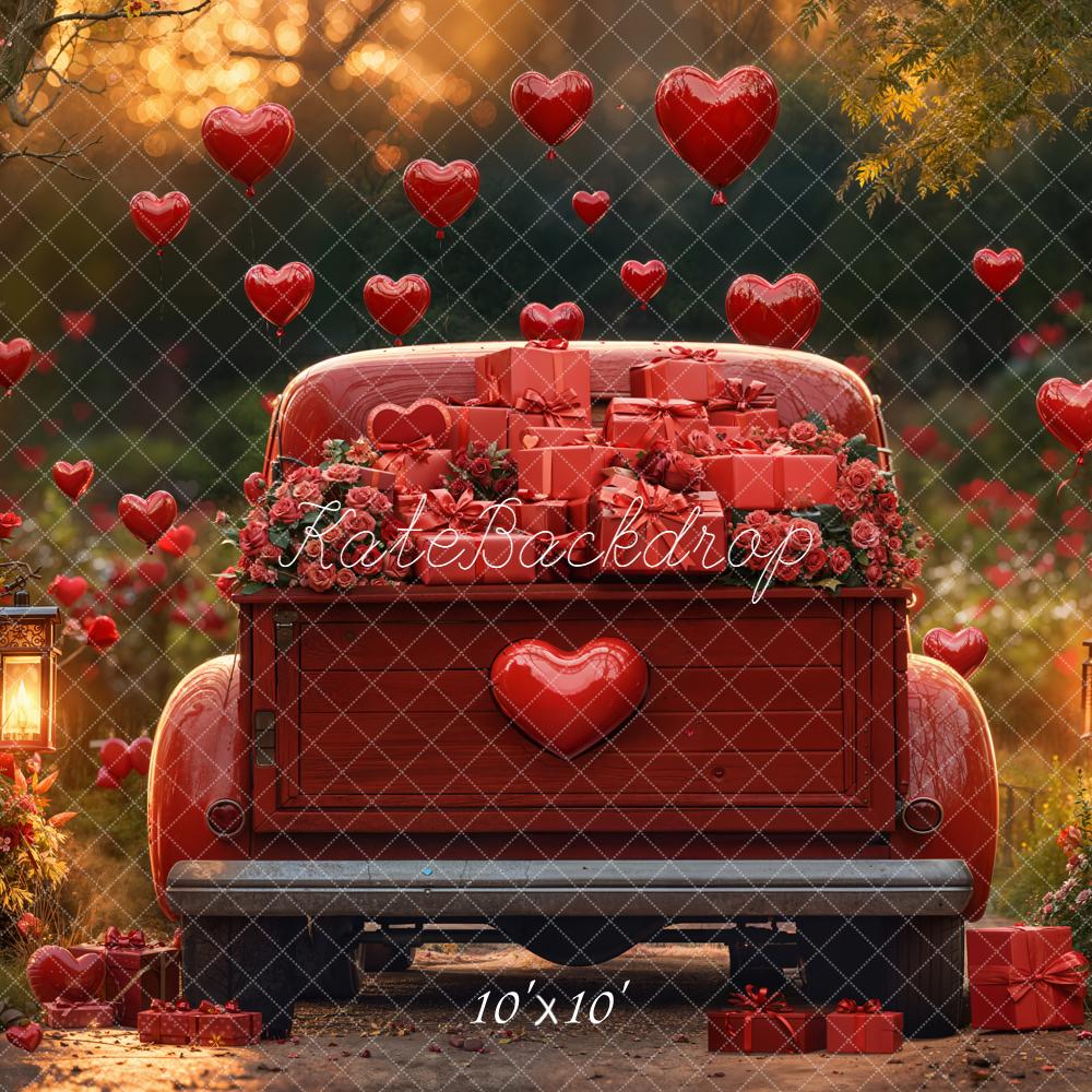 Kate Valentine Truck Gifts Red Roses Hearts Backdrop Designed by Emetselch - Image 7