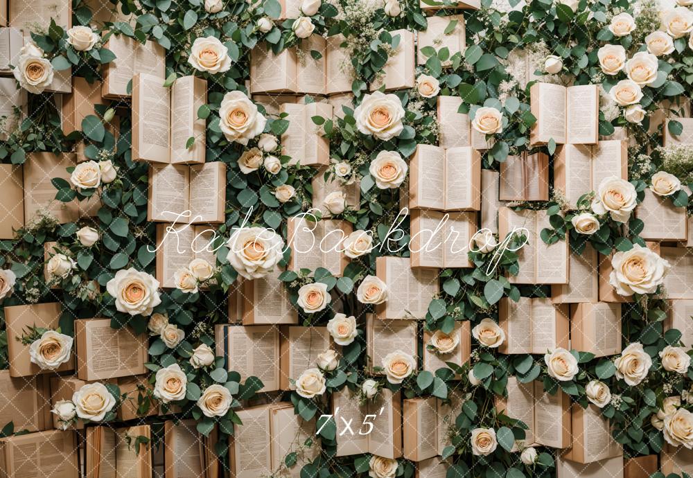 Kate Spring Vintage Books Roses Backdrop Designed by Emetselch - Image 2