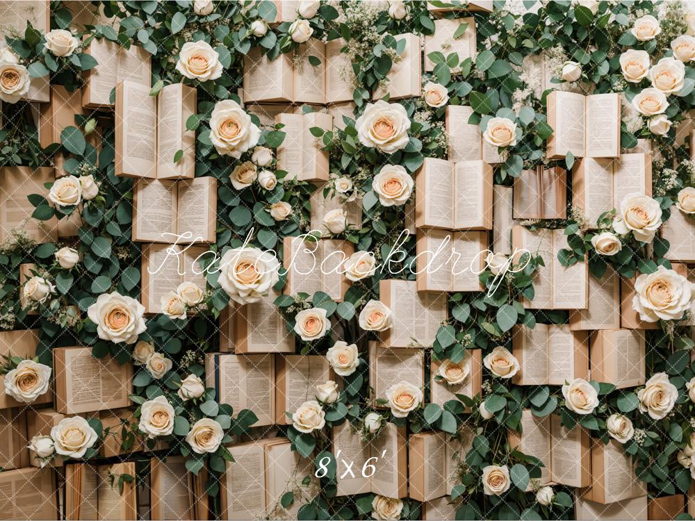 Kate Spring Vintage Books Roses Backdrop Designed by Emetselch - Image 7