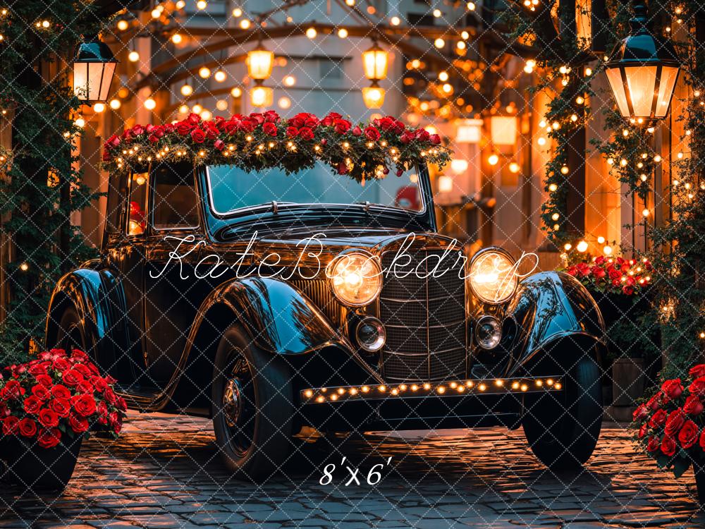 Kate Valentine Vintage Car Roses Lights Backdrop Designed by Emetselch - Image 3