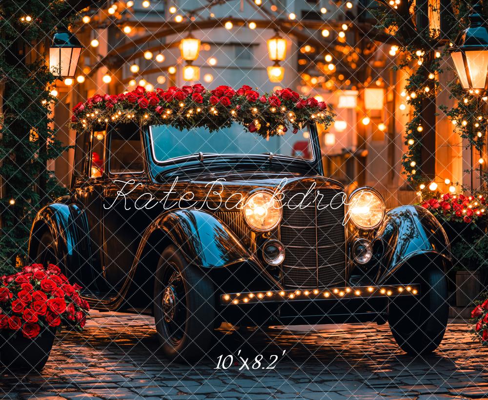 Kate Valentine Vintage Car Roses Lights Backdrop Designed by Emetselch - Image 5
