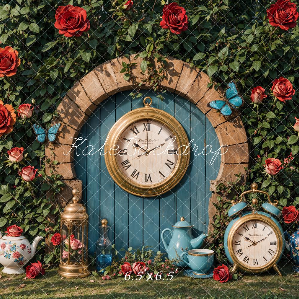 Kate Valentine Vintage Clock Garden Backdrop Designed by Emetselch - Image 2