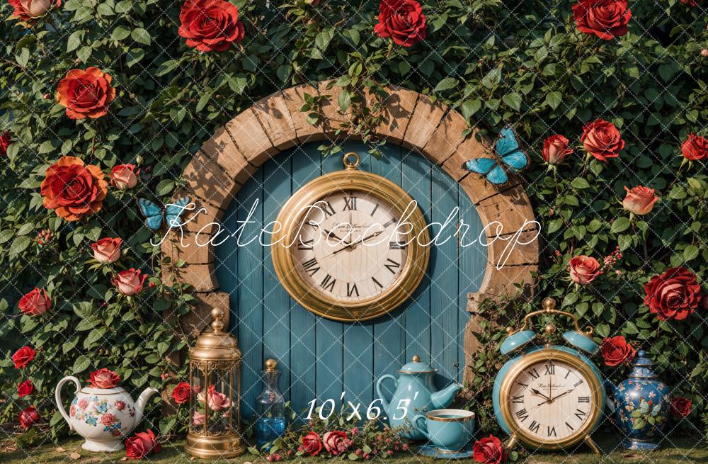 Kate Valentine Vintage Clock Garden Backdrop Designed by Emetselch - Image 4