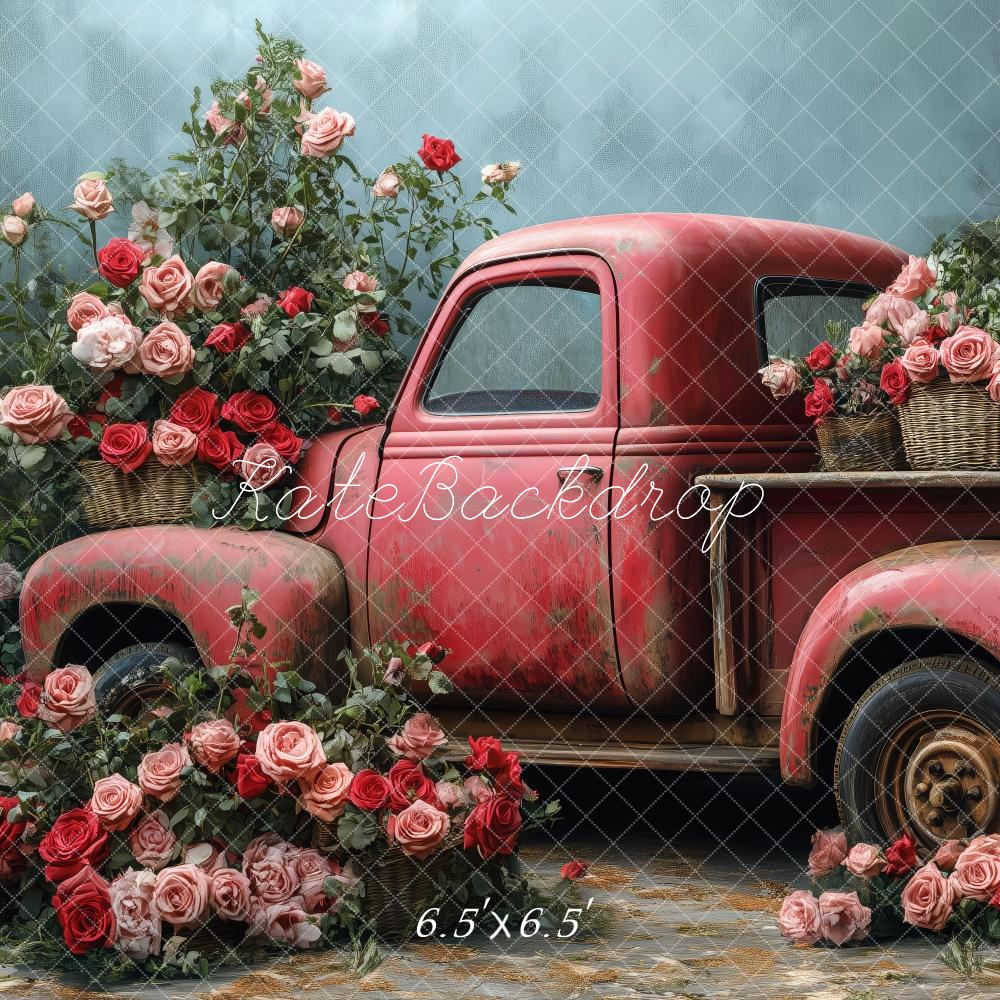 Kate Valentine Vintage Truck Roses Backdrop Designed by Patty Robert - Image 2