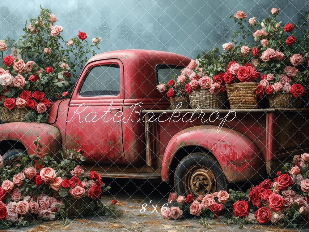Kate Valentine Vintage Truck Roses Backdrop Designed by Patty Robert - Image 3