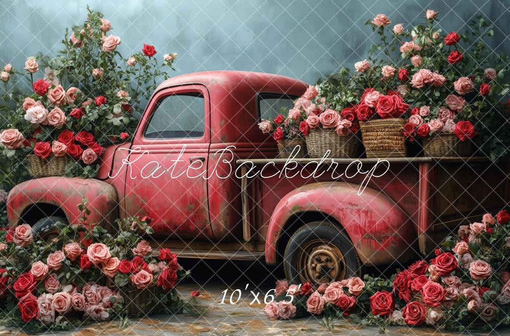 Kate Valentine Vintage Truck Roses Backdrop Designed by Patty Robert - Image 4