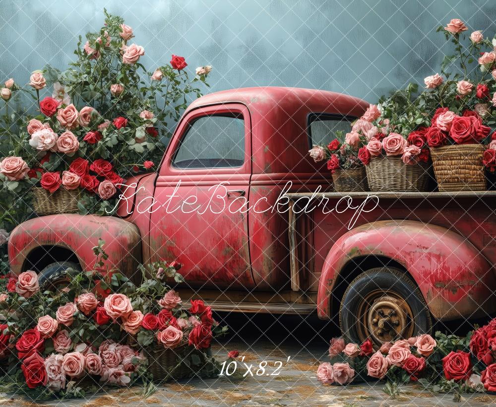 Kate Valentine Vintage Truck Roses Backdrop Designed by Patty Robert - Image 5