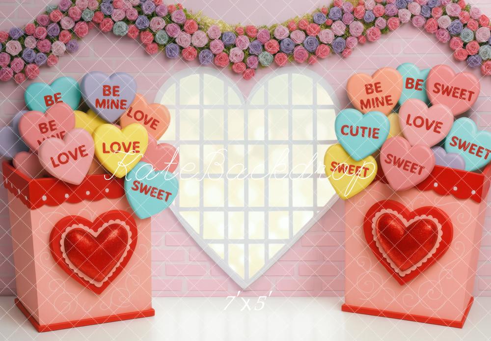 Kate Valentines Candy Heart Window Garland Backdrop Designed by Mini MakeBelieve