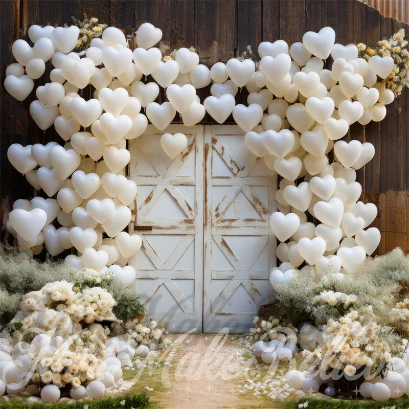 Kate Valentine's Day Barn Door Hearts Balloons Backdrop Designed by Mini MakeBelieve - Image 2