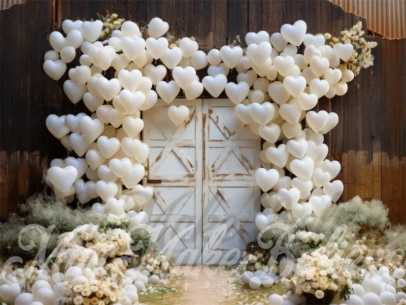 Kate Valentine's Day Barn Door Hearts Balloons Backdrop Designed by Mini MakeBelieve - Image 3