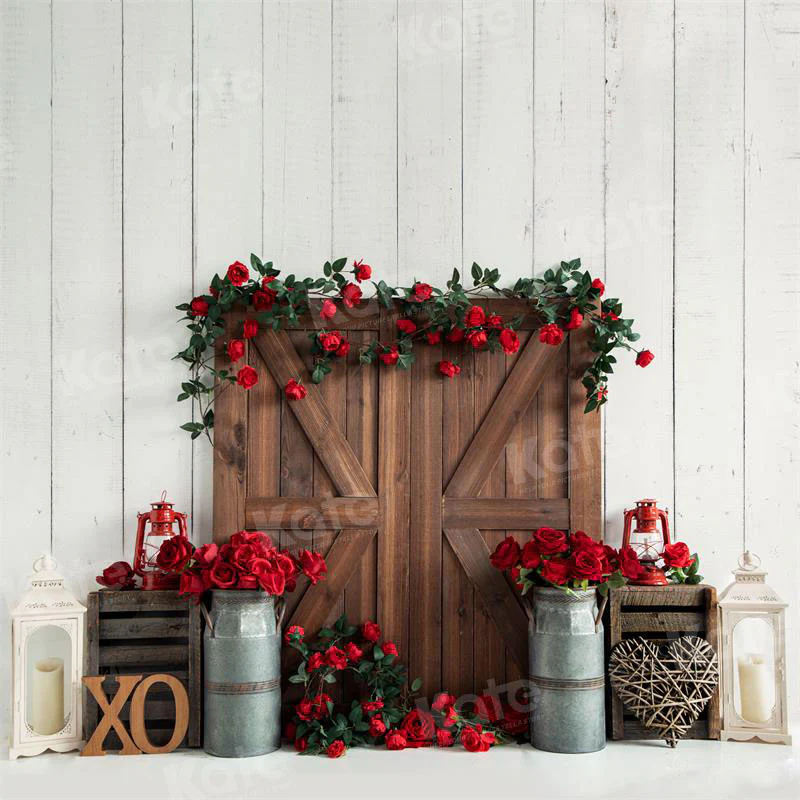 Kate Valentine's Day Barn Door Rose Backdrop for Photography - Image 4