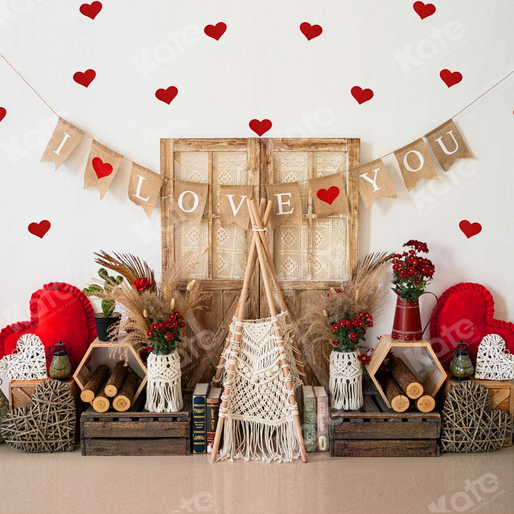 Kate Valentine's Day Boho I Love You Backdrop Designed by Emetselch - Image 2