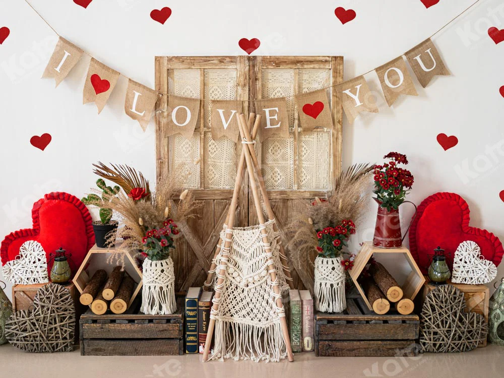 Kate Valentine's Day Boho I Love You Backdrop Designed by Emetselch - Image 3