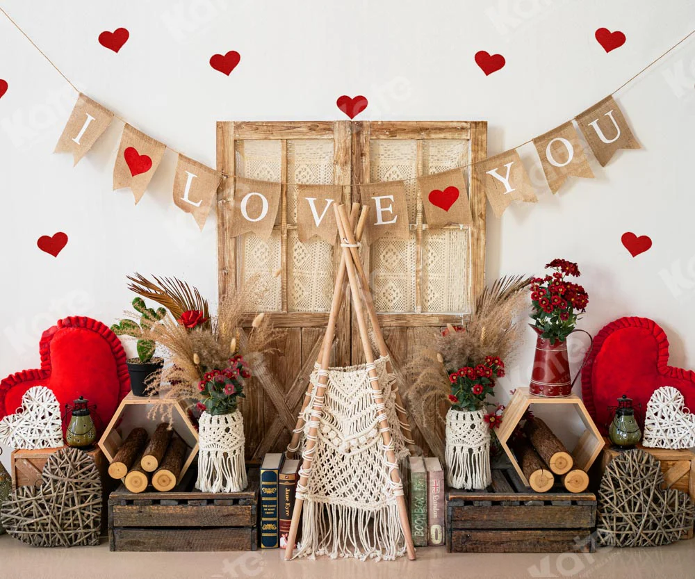 Kate Valentine's Day Boho I Love You Backdrop Designed by Emetselch - Image 4