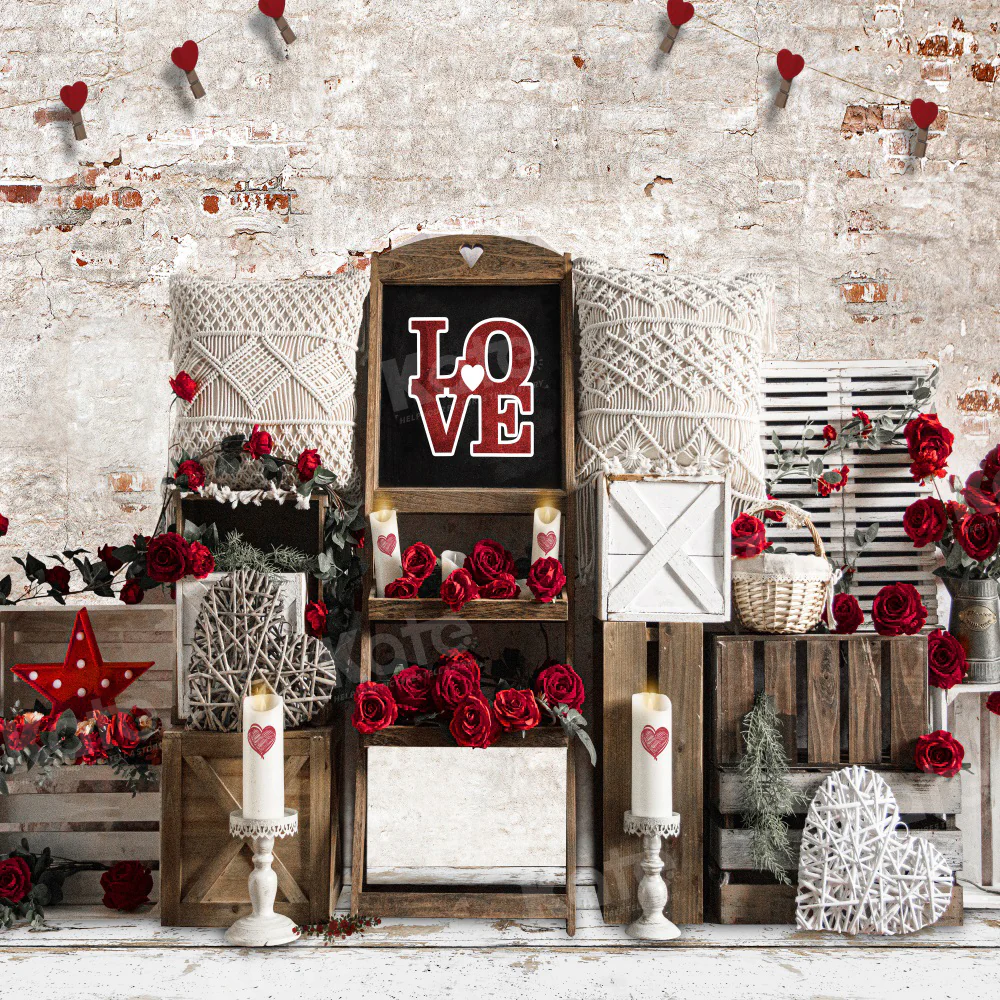 Kate Valentine's Day Boho Retro Wall Backdrop for Photography - Image 2