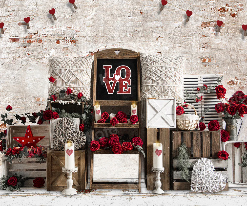 Kate Valentine's Day Boho Retro Wall Backdrop for Photography - Image 3
