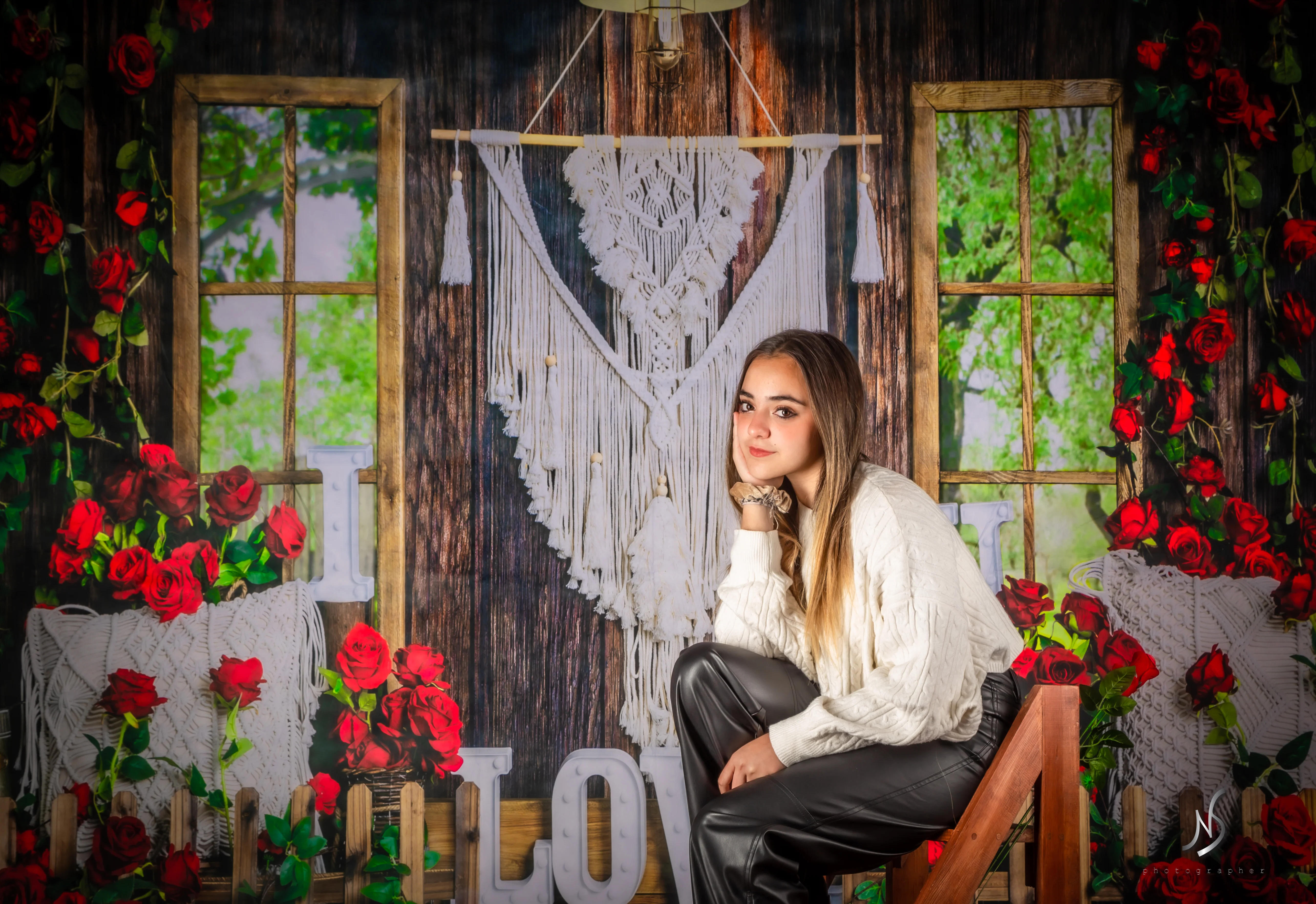 Kate Valentine's Day Boho Spring Window Rose Backdrop Designed by Emetselch - Image 9