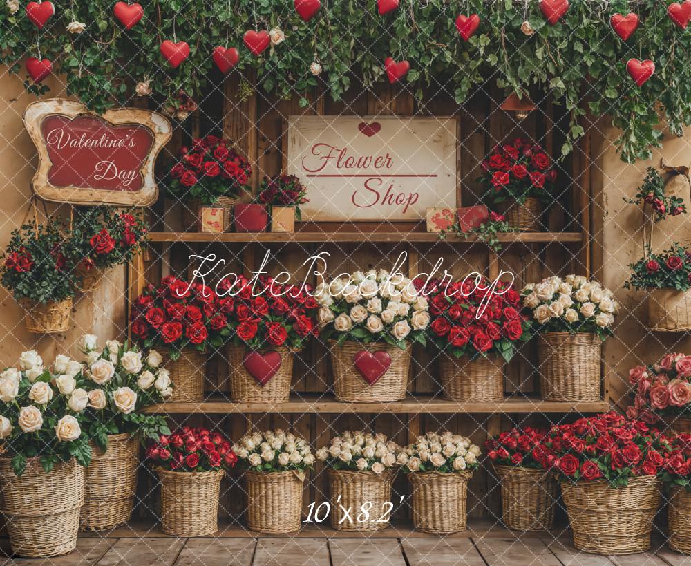 Kate Valentine's Day Flower Shop Roses Fleece Backdrop Designed by Emetselch - Image 3