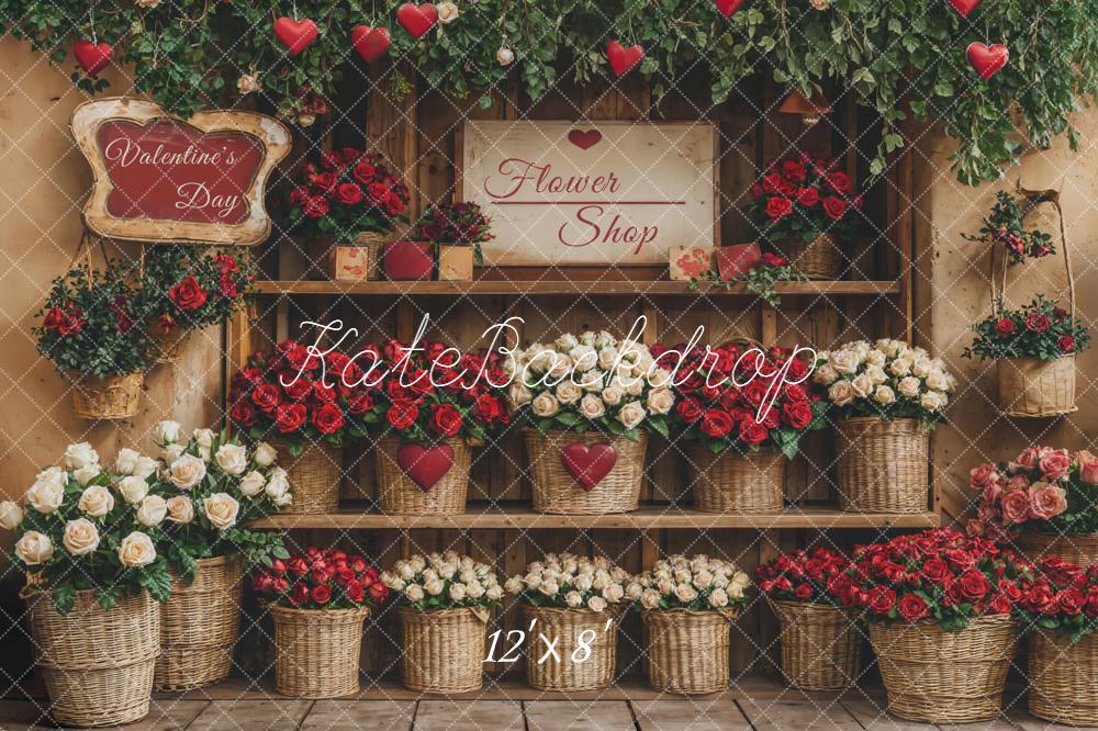Kate Valentine's Day Flower Shop Roses Fleece Backdrop Designed by Emetselch - Image 4