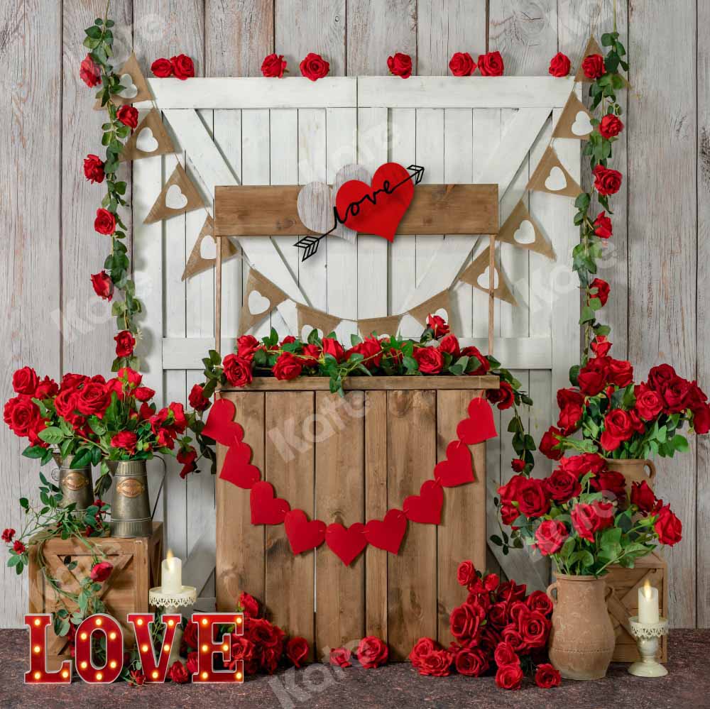 Kate Valentine's Day Flower Wooden wall Backdrop Designed by Emetselch - Image 2