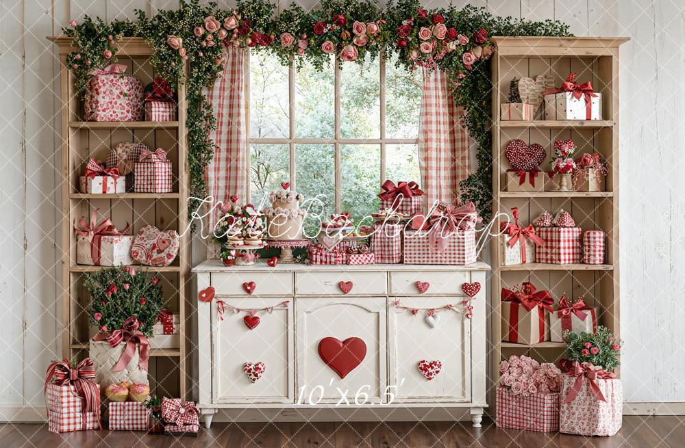 Kate Valentines Day Gift Roses Window Fleece Backdrop Designed by Emetselch - Image 2