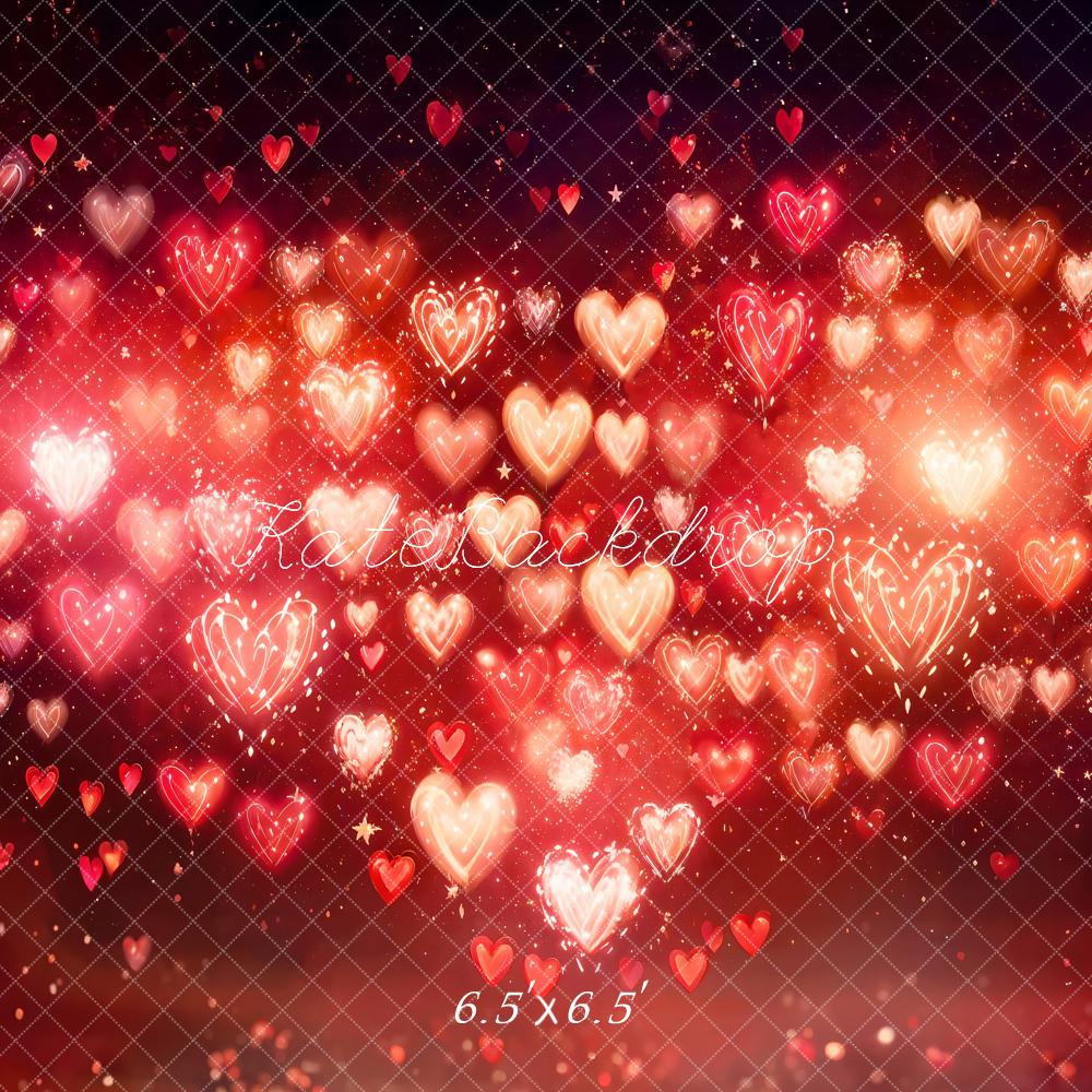 Kate Valentine's Day Heart Bokeh Red Backdrop Designed by Emetselch - Image 2