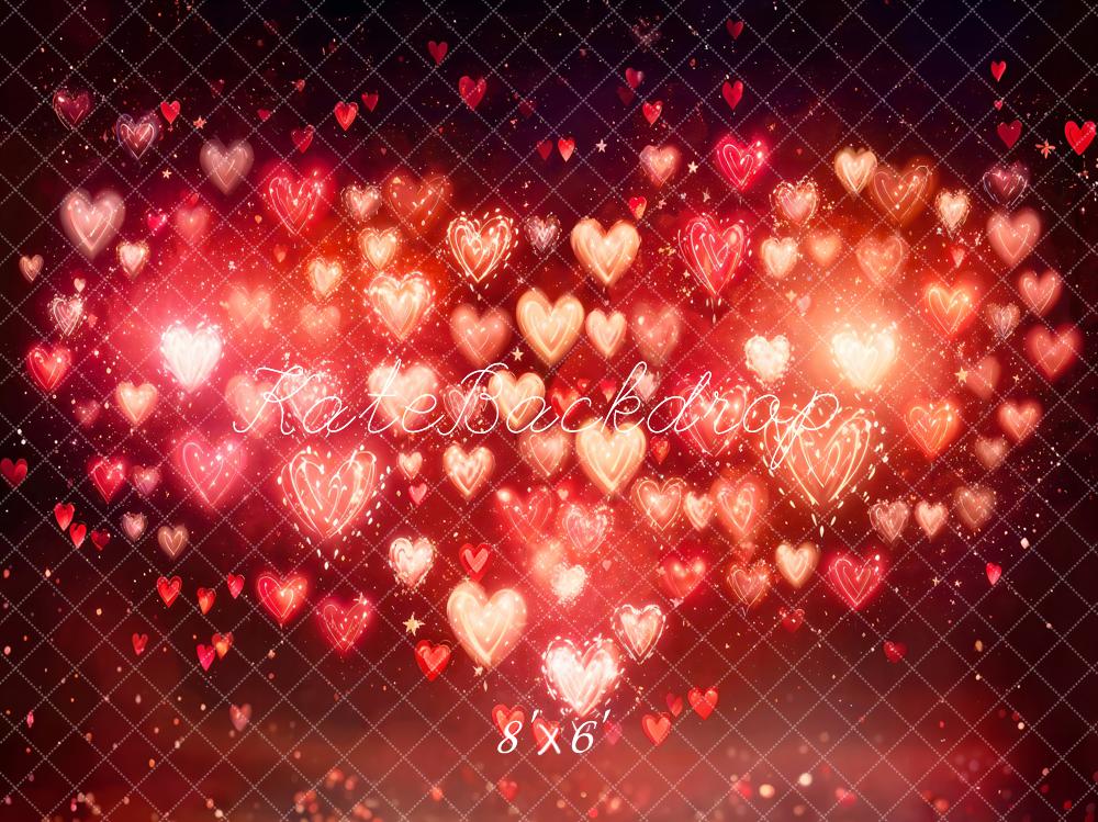 Kate Valentine's Day Heart Bokeh Red Backdrop Designed by Emetselch - Image 3