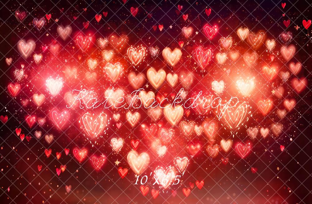 Kate Valentine's Day Heart Bokeh Red Backdrop Designed by Emetselch - Image 4