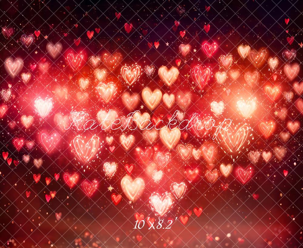 Kate Valentine's Day Heart Bokeh Red Backdrop Designed by Emetselch - Image 5