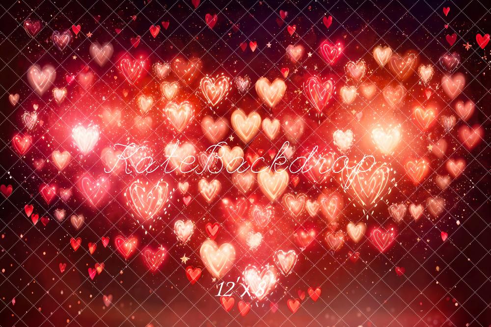 Kate Valentine's Day Heart Bokeh Red Backdrop Designed by Emetselch - Image 7