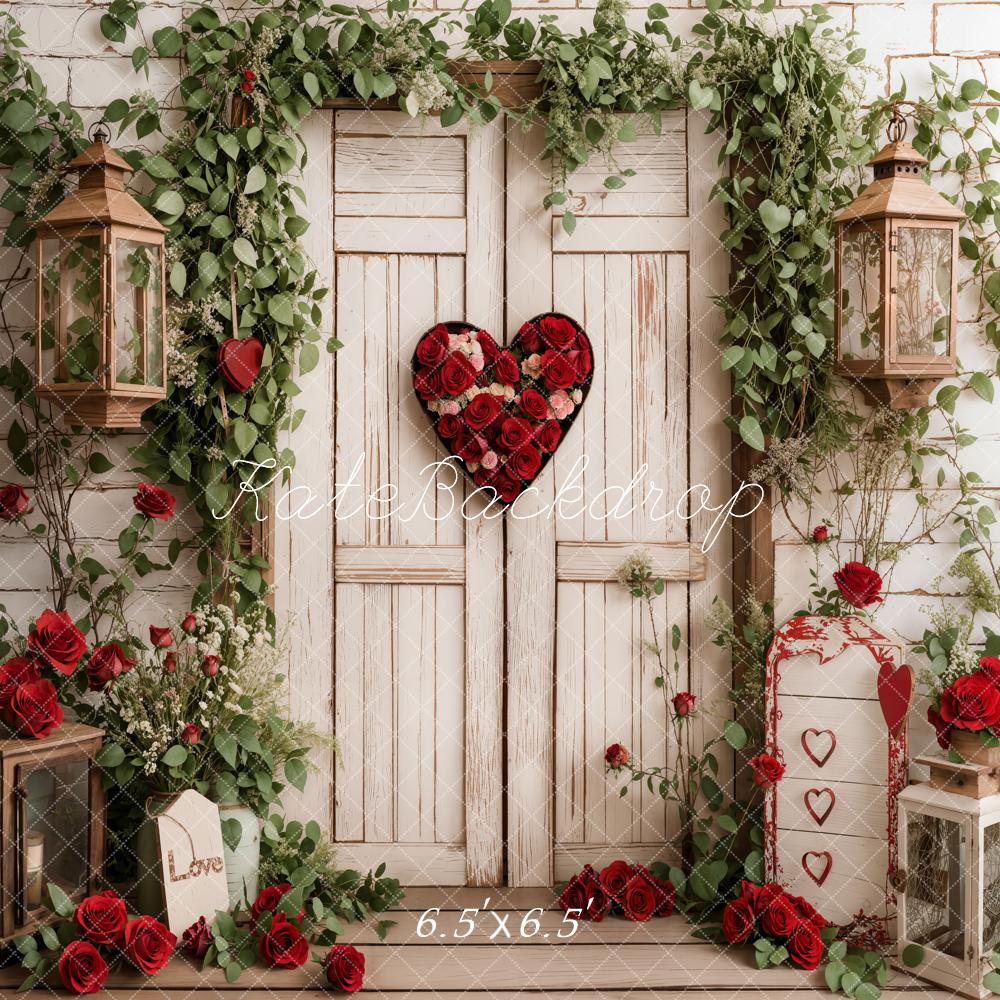Kate Valentine's Day Heart Door Roses White Backdrop Designed by Emetselch - Image 2