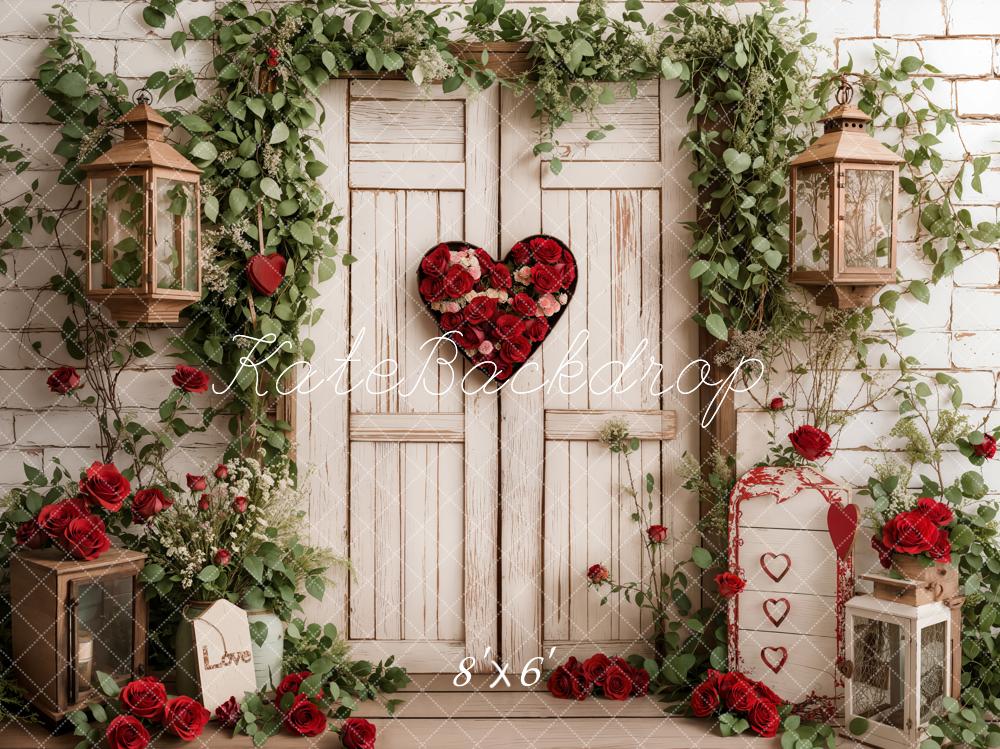 Kate Valentine's Day Heart Door Roses White Backdrop Designed by Emetselch - Image 3