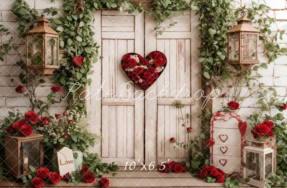 Kate Valentine's Day Heart Door Roses White Backdrop Designed by Emetselch - Image 4