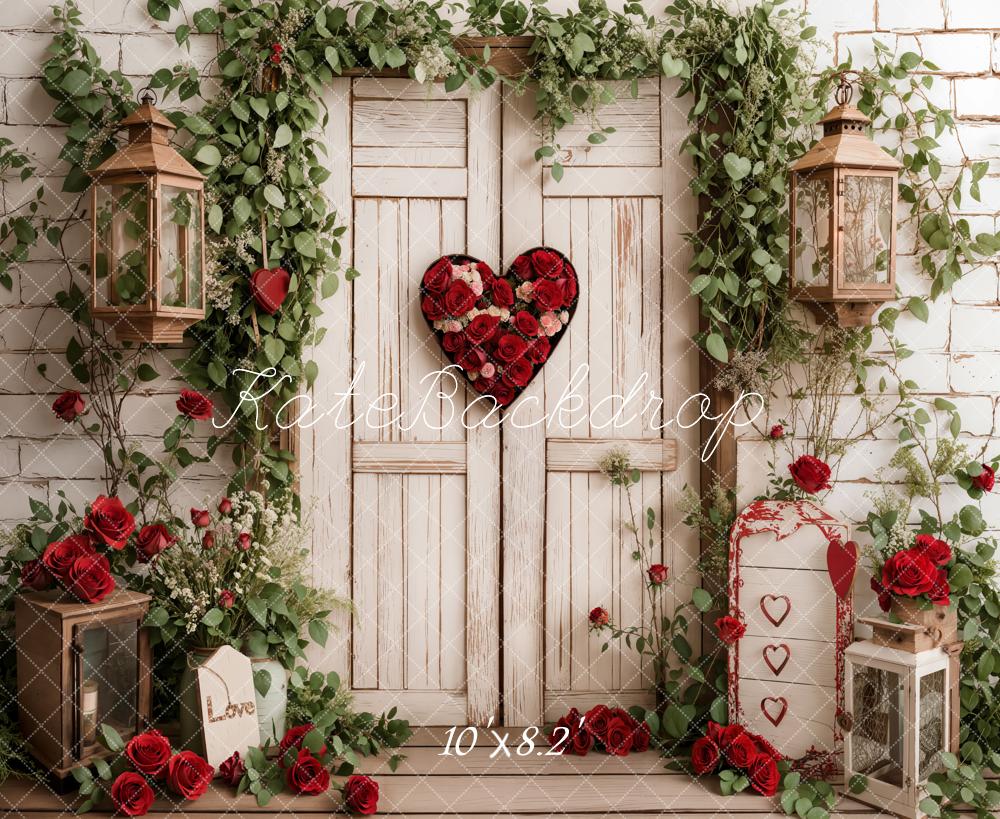 Kate Valentine's Day Heart Door Roses White Backdrop Designed by Emetselch - Image 5