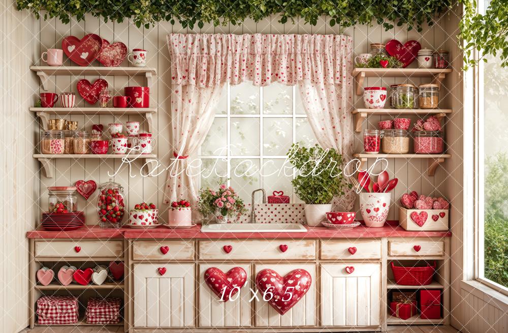 Kate Valentine's Day Kitchen Red Heart Plates Backdrop Designed by Emetselch - Image 10