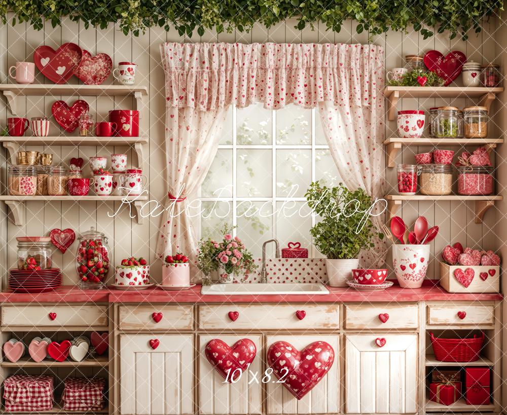 Kate Valentine's Day Kitchen Red Heart Plates Backdrop Designed by Emetselch - Image 11
