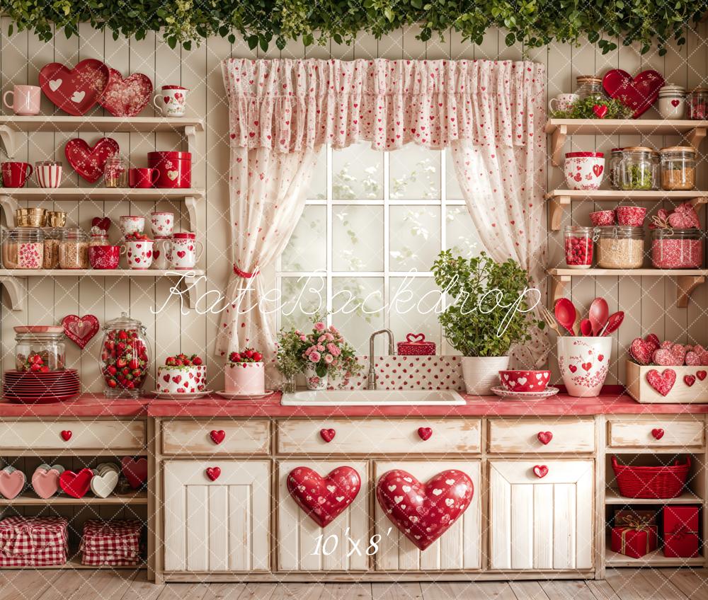Kate Valentine's Day Kitchen Red Heart Plates Backdrop Designed by Emetselch - Image 12