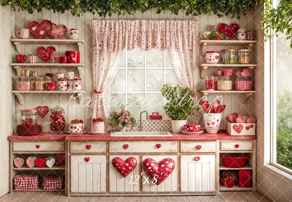 Kate Valentine's Day Kitchen Red Heart Plates Backdrop Designed by Emetselch - Image 13