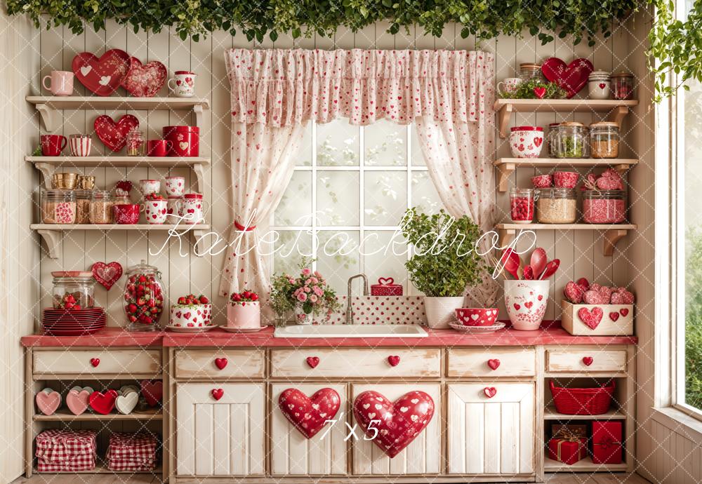 Kate Valentine's Day Kitchen Red Heart Plates Backdrop Designed by Emetselch - Image 2