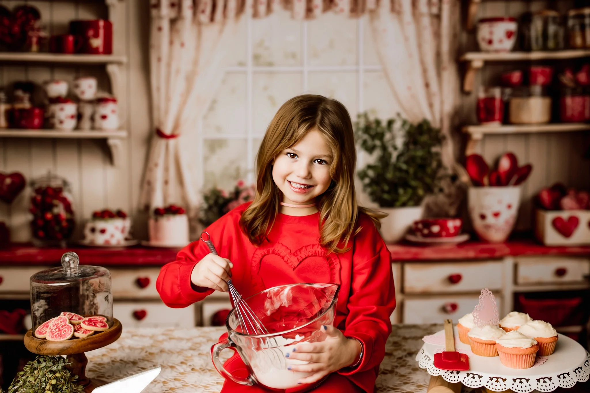 Kate Valentine's Day Kitchen Red Heart Plates Backdrop Designed by Emetselch - Image 3
