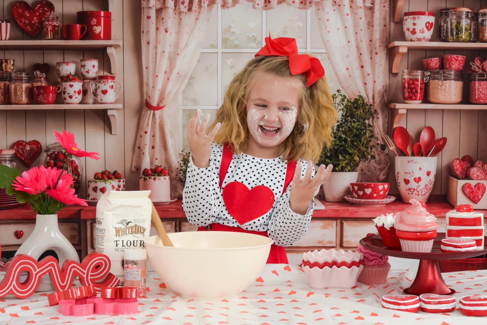 Kate Valentine's Day Kitchen Red Heart Plates Backdrop Designed by Emetselch - Image 5