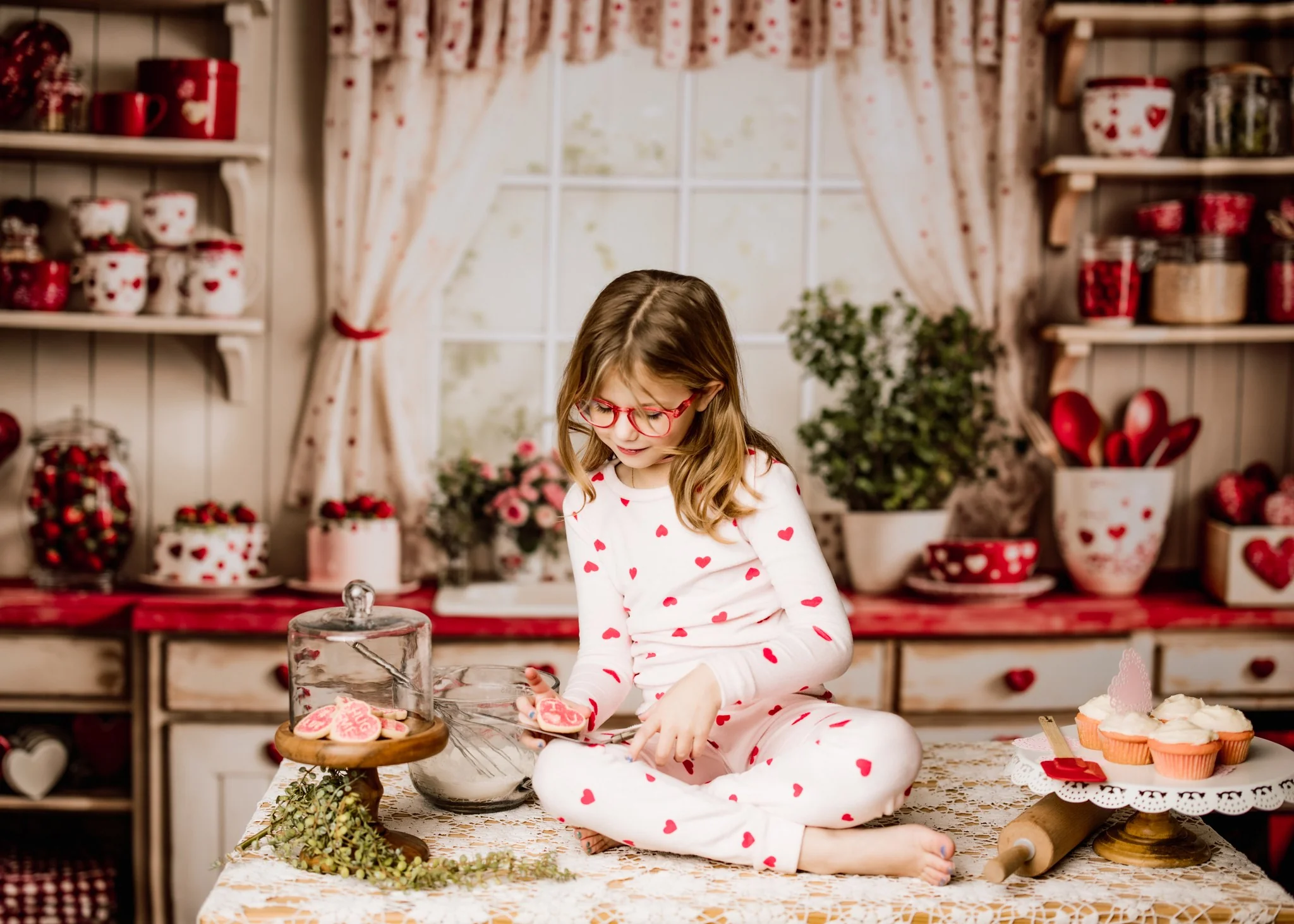 Kate Valentine's Day Kitchen Red Heart Plates Backdrop Designed by Emetselch - Image 7