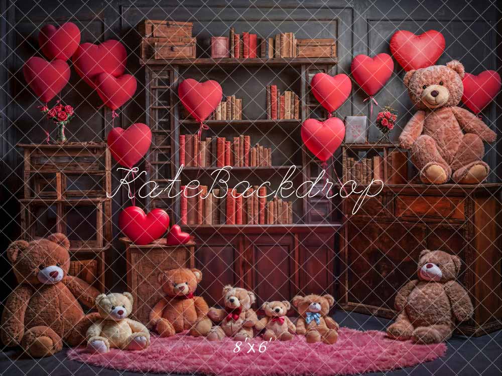 Kate Valentine's Day Love Balloon Book Bear Backdrop Designed by Emetselch - Image 3