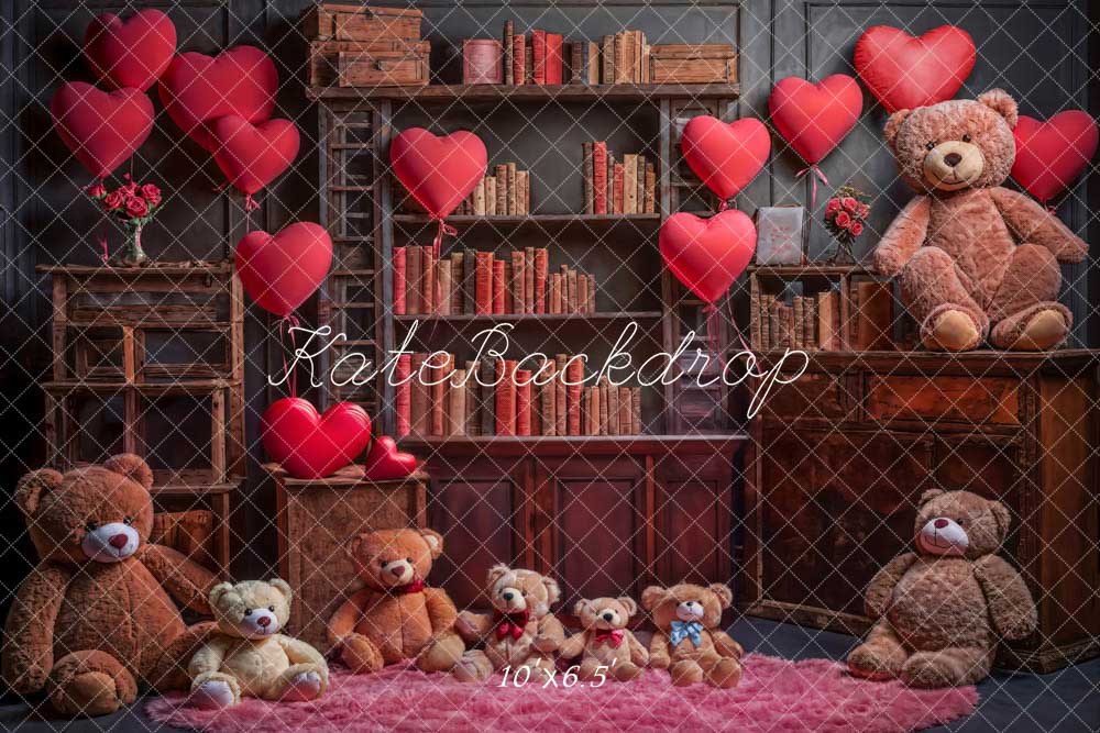 Kate Valentine's Day Love Balloon Book Bear Backdrop Designed by Emetselch - Image 4